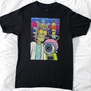 Rick and Morty Black 100% Cotton Graphic Tee with Colorful Design